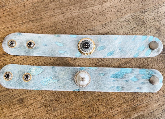 Blue Cowhide leather Bracelet