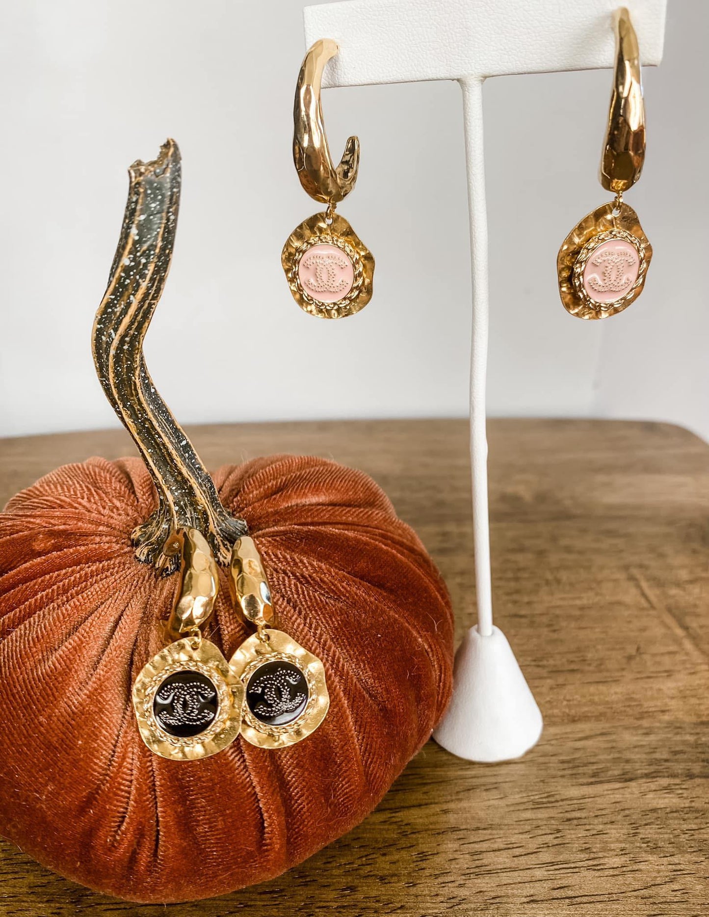 Pink and Gold Chanel earrings