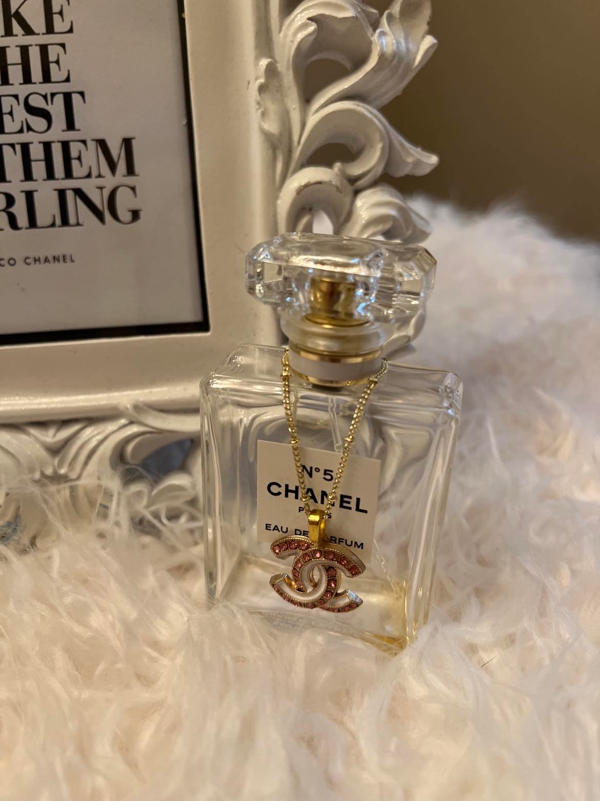 Barbie Pink Crystal Chanel logo Necklace