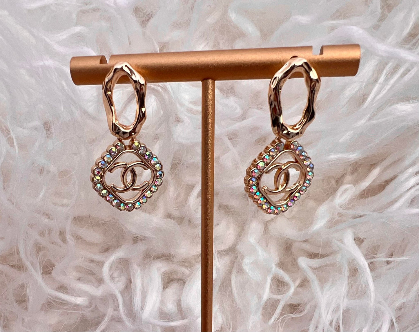 Crystal Chanel Gold Drop Earrings