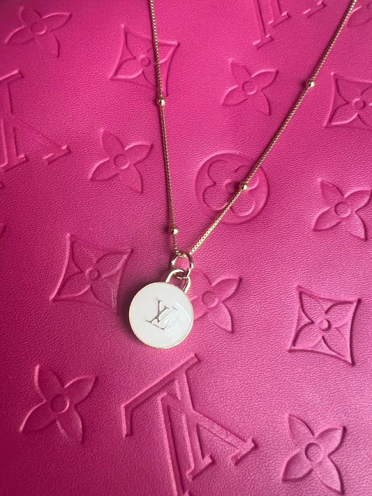 White Louis Vuitton Barbie Necklace