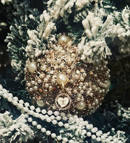 Chanel Heart Crystal Paperclip Necklace