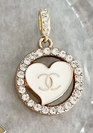 Chanel Heart Crystal Paperclip Necklace