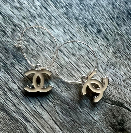 Chanel hoop Logo Earrings