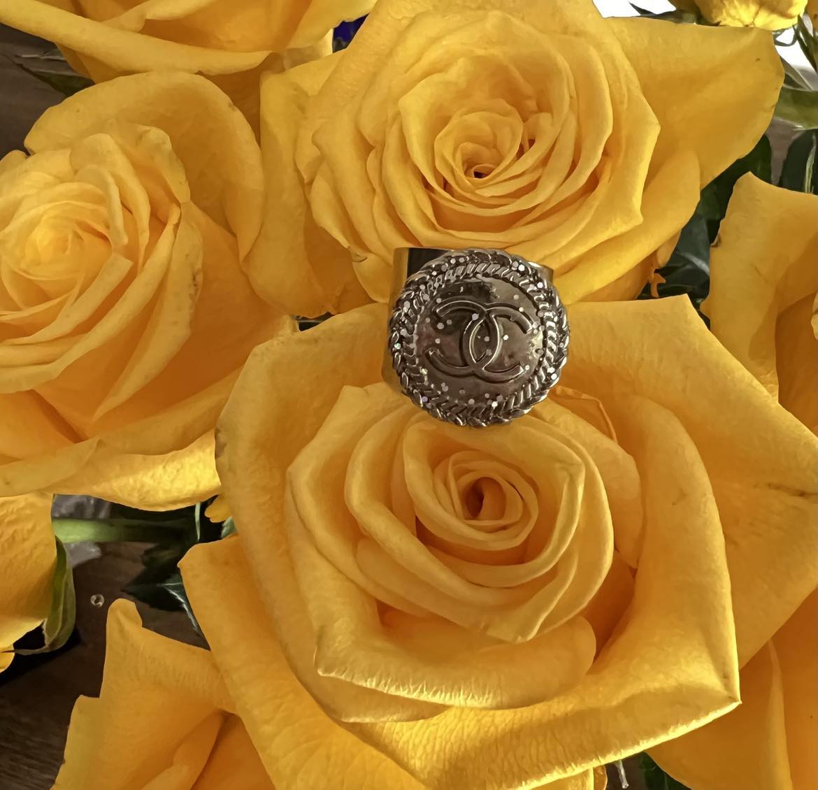 Silver Channel Button Ring