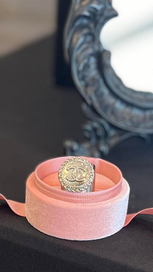 Silver Channel Button Ring