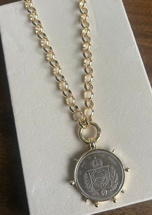 Large Link Chain Coin Necklace