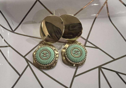 Gold and Green Earrings